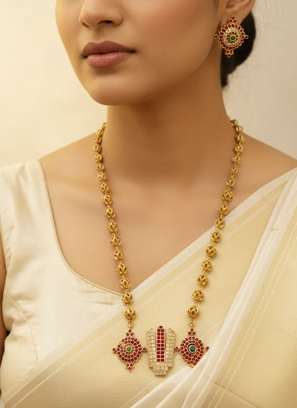 Ethnic_Perumal_Design_Ball_Chain_Necklace_Set_For_Women.