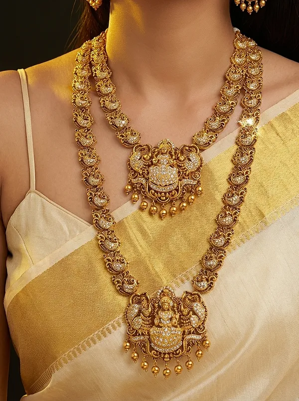 Deepna_antique_laxmi_long_&_short_necklace_set