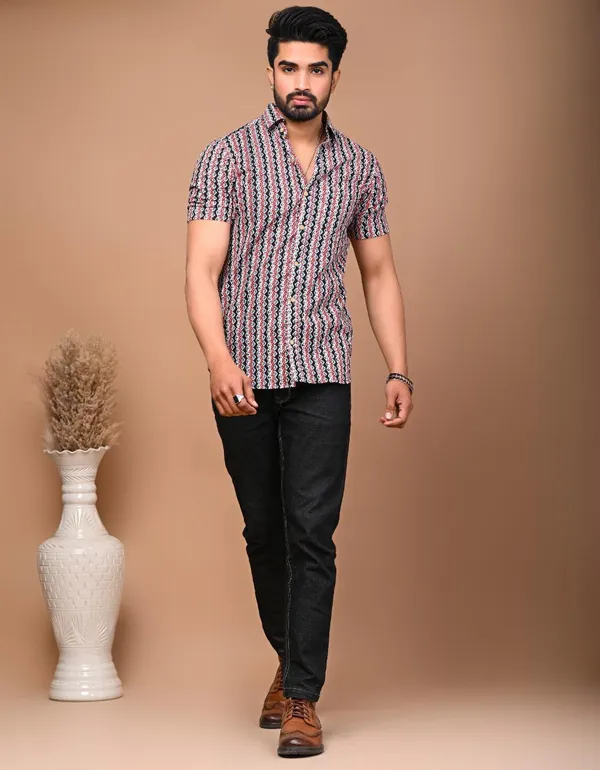 Designer_Umbrella_Cut_FROCK_And_Men_Shirts_Pure_Cotton_MULTI_Printed_Couple_Combo_Set
