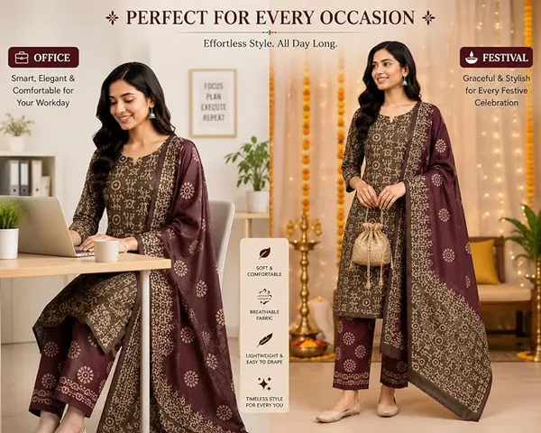 Mehendi_Cotton_Silk_Batik_Print_Unstitched_Salwar_Suit_Dress_Material_With_Duputta_For_Women