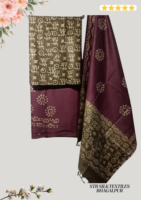 Mehendi_Cotton_Silk_Batik_Print_Unstitched_Salwar_Suit_Dress_Material_With_Duputta_For_Women