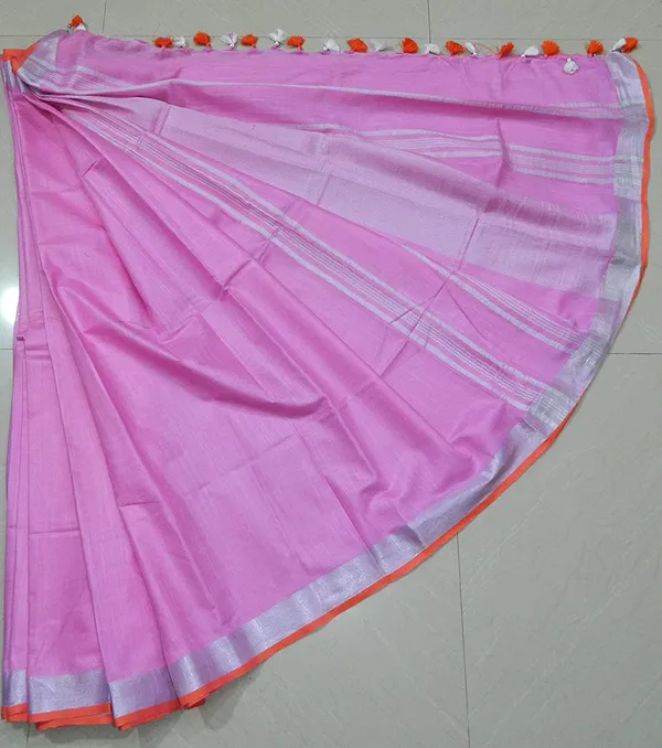 Women's_Linen_Slub_Saree_With_Contrast_Blouse_Piece