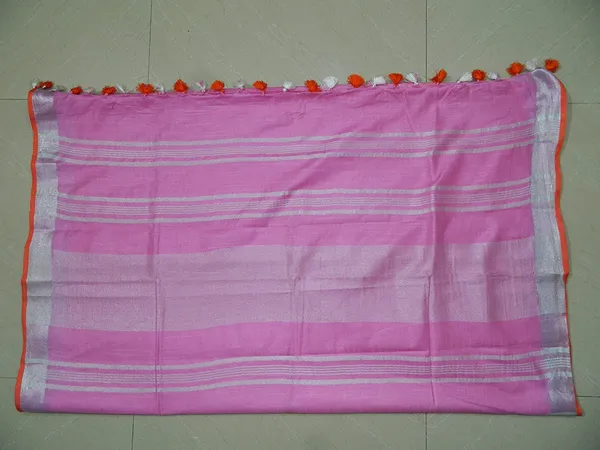 Women's_Linen_Slub_Saree_With_Contrast_Blouse_Piece