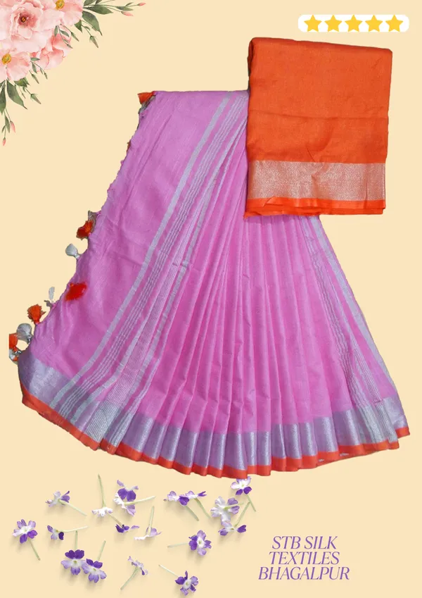 Women's_Linen_Slub_Saree_With_Contrast_Blouse_Piece