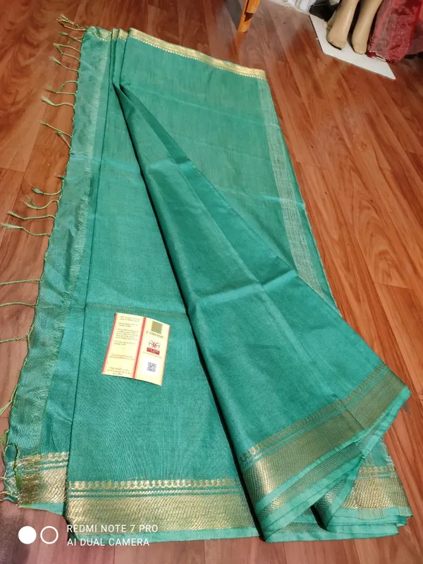 Women's_Bhagalpuri_Handwoven_Mini_Checks_Semi_Tussar_Soft_Silk_Saree_With_Designer_Zari_Border_Weaving,_Unstitched_Running_Blouse_Piece