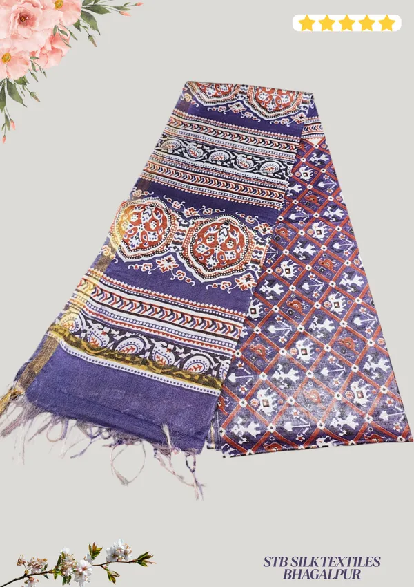 Women's_Semi_Tussar_Silk_Madhubani_Print_Saree_With_Running_Blouse_Piece