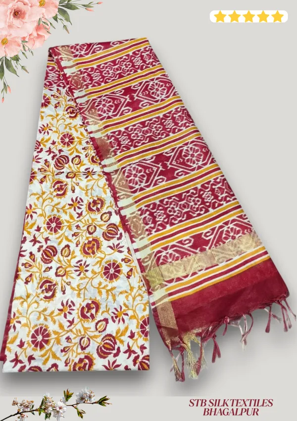 Women's_Semi_Tussar_Silk_Madhubani_Print_Saree_With_Running_Blouse_Piece
