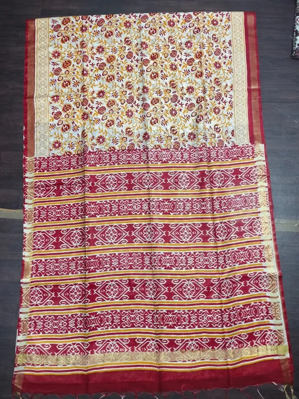 Women's_Semi_Tussar_Silk_Madhubani_Print_Saree_With_Running_Blouse_Piece
