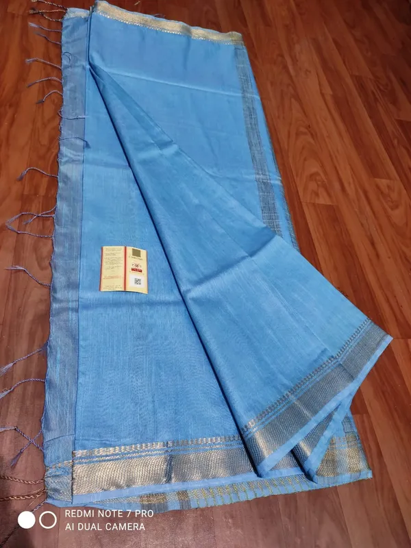Women's_Bhagalpuri_Handwoven_Mini_Checks_Semi_Tussar_Soft_Silk_Saree_With_Designer_Zari_Border_Weaving,_Unstitched_Running_Blouse_Piece