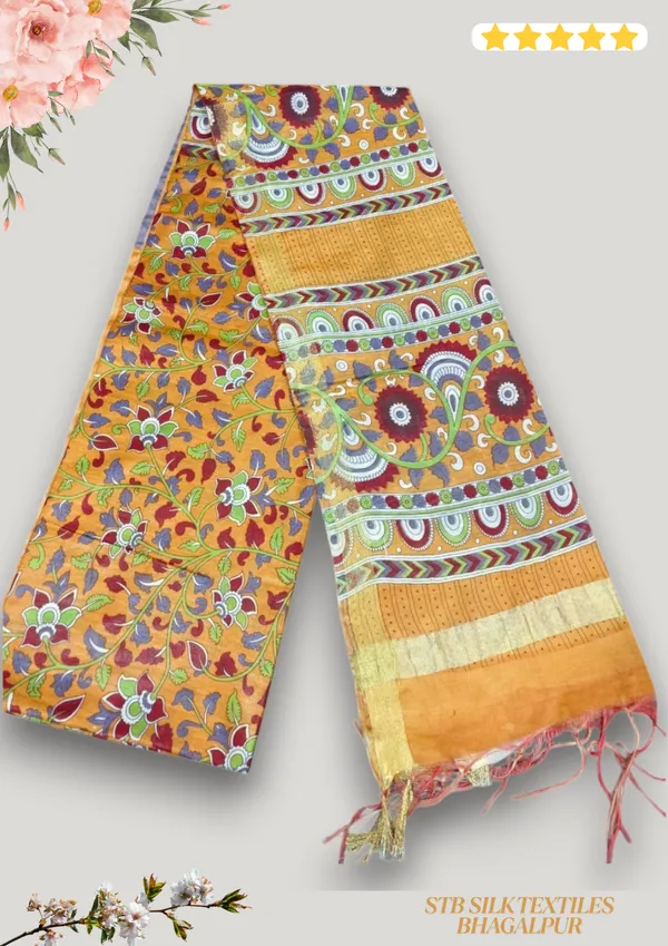 Women's_Semi_Tussar_Silk_Madhubani_Print_Saree_With_Running_Blouse_Piece