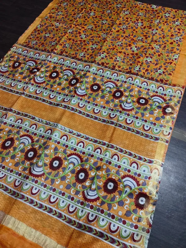 Women's_Semi_Tussar_Silk_Madhubani_Print_Saree_With_Running_Blouse_Piece