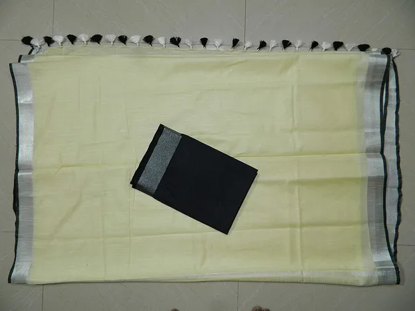 Women's_Linen_Slub_Saree_With_Contrast_Blouse_Piece