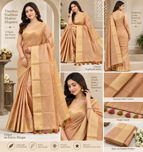 Brown_Bhagalpuri_Linen_Silk_Saree_With_Unstitched_Blouse_Piece_For_Women