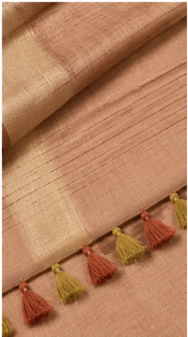 Brown_Bhagalpuri_Linen_Silk_Saree_With_Unstitched_Blouse_Piece_For_Women