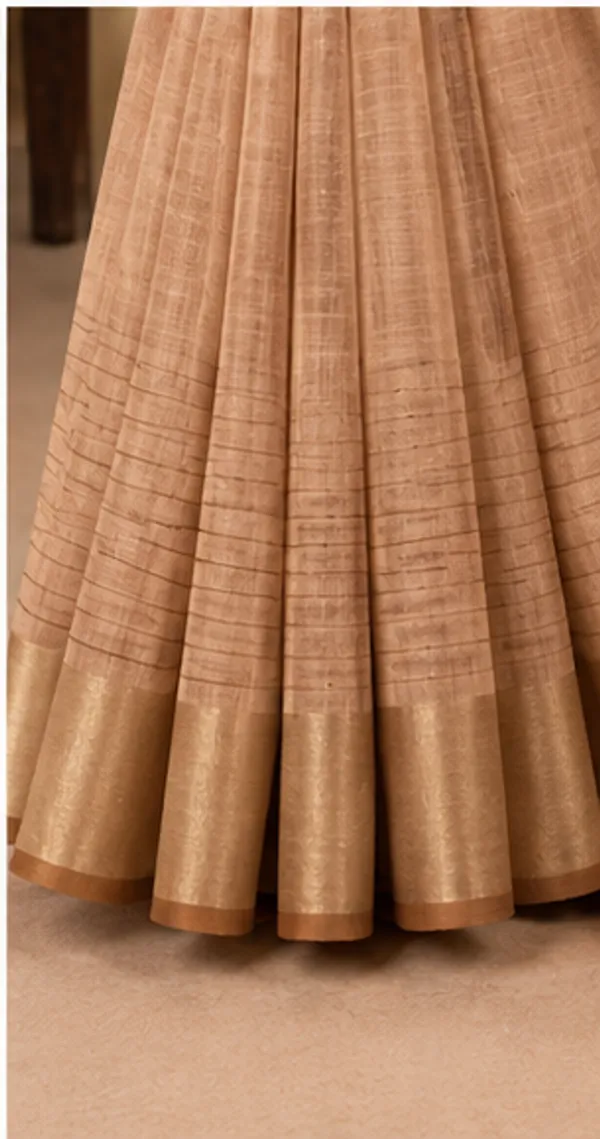 Brown_Bhagalpuri_Linen_Silk_Saree_With_Unstitched_Blouse_Piece_For_Women