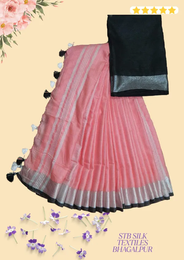 Women's_Linen_Slub_Saree_With_Contrast_Blouse_Piece