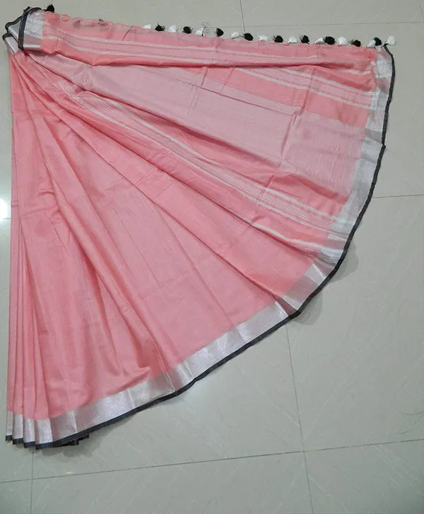 Women's_Linen_Slub_Saree_With_Contrast_Blouse_Piece