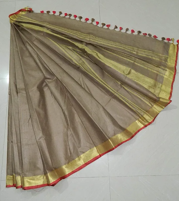 Women's_Linen_Slub_Saree_With_Contrast_Blouse_Piece