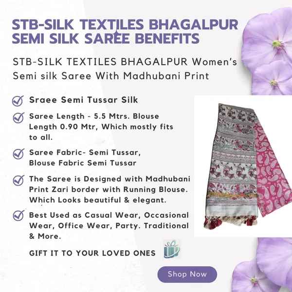 Pink_Madhubani_Print_Semi_Tussar_Soft_Silk_Saree_With_Atteched_Blouse_Piece_For_Women