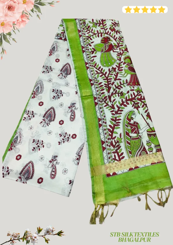 Women's_Semi_Tussar_Silk_Madhubani_Print_Saree_With_Running_Blouse_Piece
