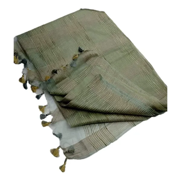 Mehendi_Organza_Art_Silk_Saree_With_Running_Blouse_Piece_For_Women
