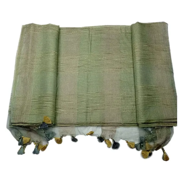Mehendi_Organza_Art_Silk_Saree_With_Running_Blouse_Piece_For_Women