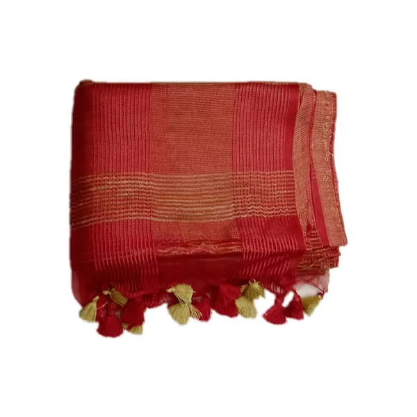 Red_Organza_Art_Silk_Saree_With_Running_Blouse_Piece_For_Women