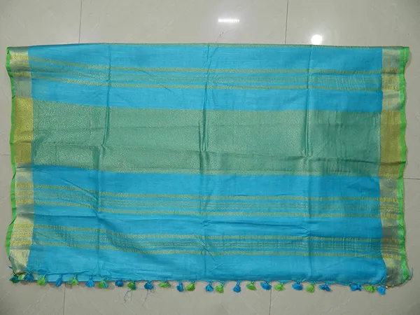 Firozy_Linen_Slub_Saree_Wih_Contrast_Blouse_Piece_For_Women