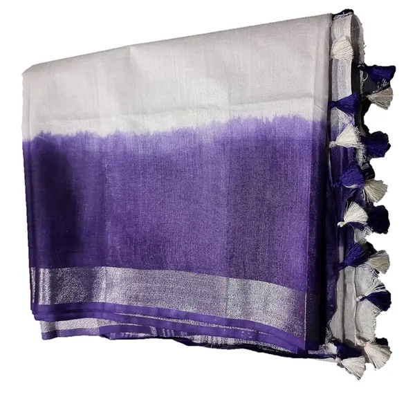Blue_White_Linen_Slub_Saree_With_Runnig_Blouse_Piece_For_Women