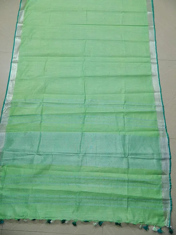 Mint_Green_Bhagalpuri_Linen_&_Viscose_Saree_With_Unstitched_Blouse_Piece_For_Women