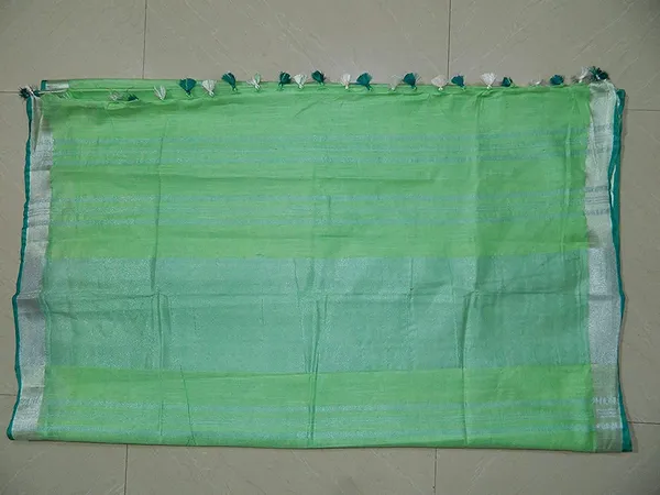 Mint_Green_Bhagalpuri_Linen_&_Viscose_Saree_With_Unstitched_Blouse_Piece_For_Women