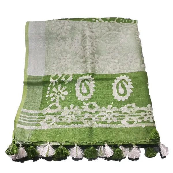 Green_Bhagalpuri_Linen_Slub_Printed_Saree_With_Blouse_Piece_For_Women