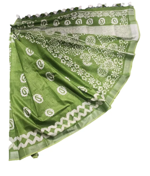 Green_Bhagalpuri_Linen_Slub_Printed_Saree_With_Blouse_Piece_For_Women
