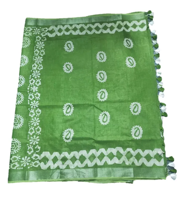 Green_Bhagalpuri_Linen_Slub_Printed_Saree_With_Blouse_Piece_For_Women