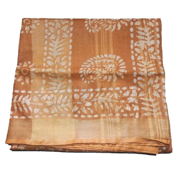 Rust_Bhagalpuri_Linen_Slub_Saree_With_Blouse_Piece_For_Women