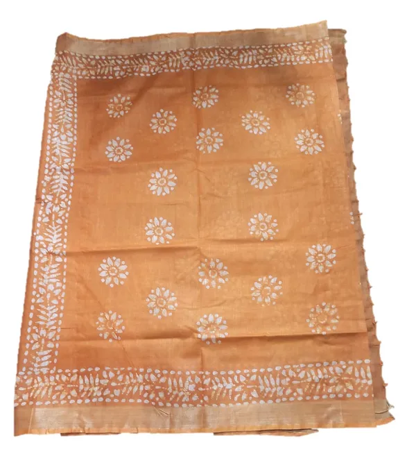 Rust_Bhagalpuri_Linen_Slub_Saree_With_Blouse_Piece_For_Women