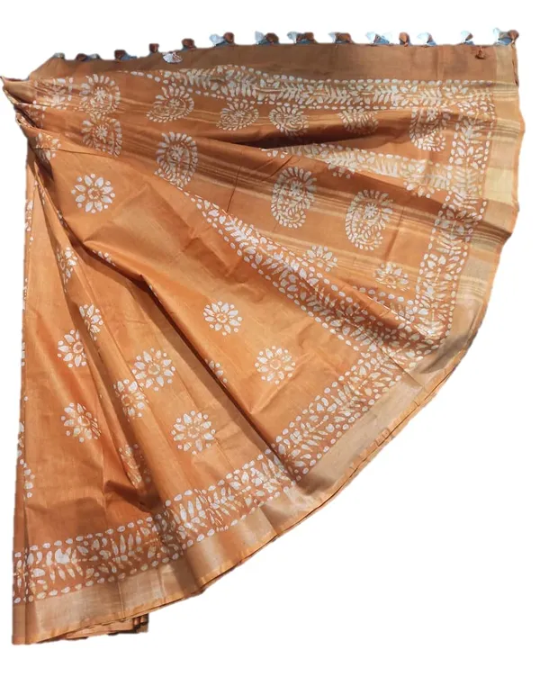 Rust_Bhagalpuri_Linen_Slub_Saree_With_Blouse_Piece_For_Women