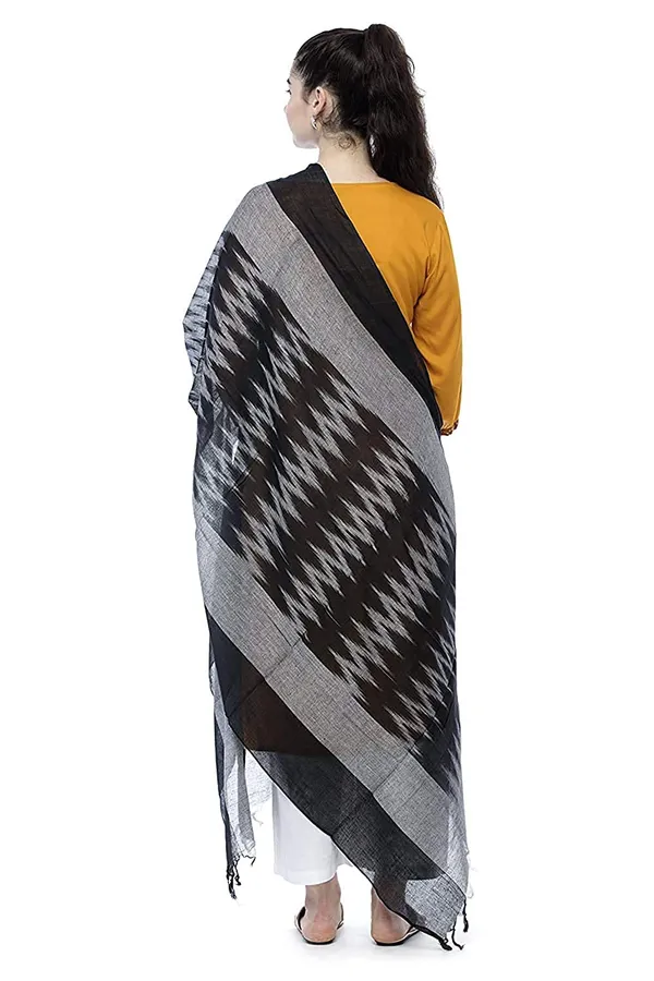 Black_Firozy_Ikkat_Design_Pure_Cotton_Dupatta_Regular_Wear_For_Women