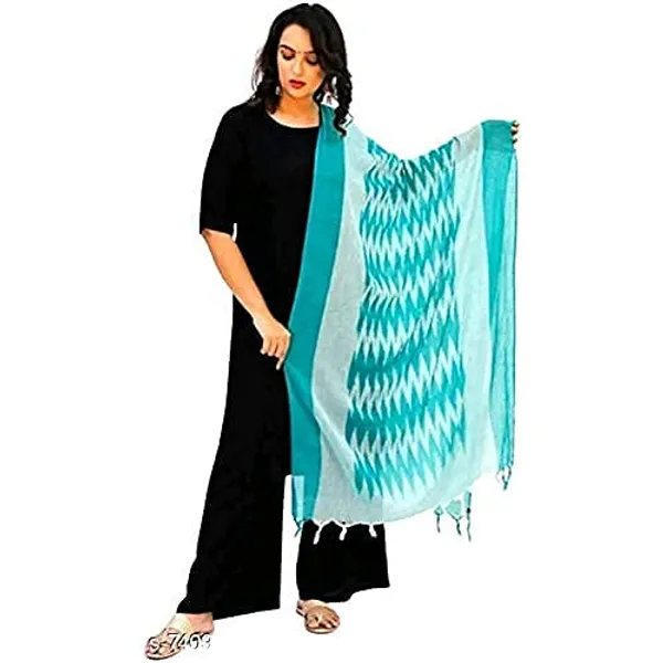 Black_Firozy_Ikkat_Design_Pure_Cotton_Dupatta_Regular_Wear_For_Women