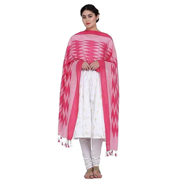 Black_&_Rani_Pink_Ikkat_Design_Pure_Cotton_Dupatta_Regular_Wear__Combo_Pack_For_Women
