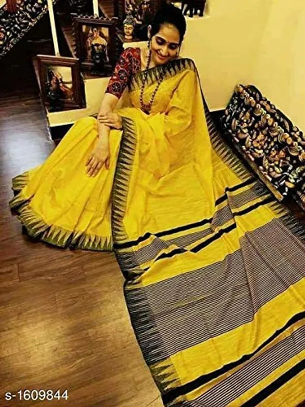 Yellow_Bhagalpuri_Silk_Saree_With_Running_Blouse_Piece_For_Women