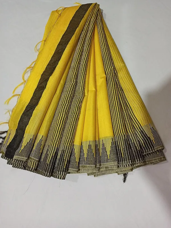 Yellow_Bhagalpuri_Silk_Saree_With_Running_Blouse_Piece_For_Women