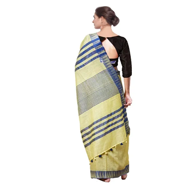 Blue_Yellow_Bhagalpuri_Silk_Saree_With_Running_Blouse_Piece_For_Women