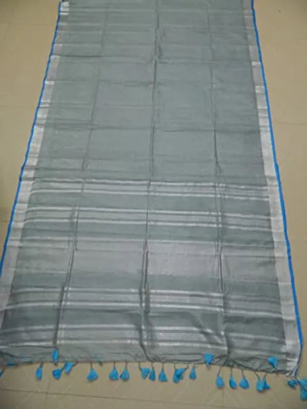 Women's_Linen_Slub_Saree_With_Contrast_Blouse_Piece