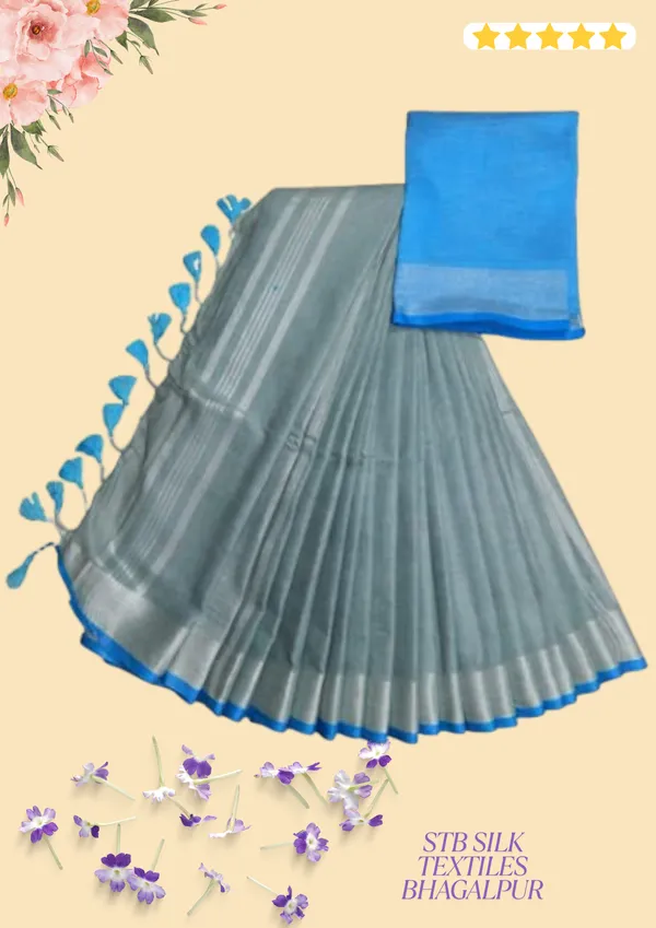 Women's_Linen_Slub_Saree_With_Contrast_Blouse_Piece