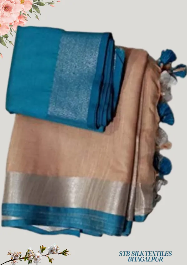Women's_Linen_Slub_Saree_With_Contrast_Blouse_Piece