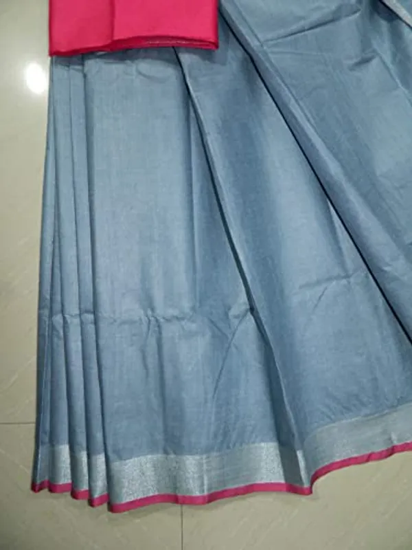Women's_Linen_Slub_Saree_With_Contrast_Blouse_Piece