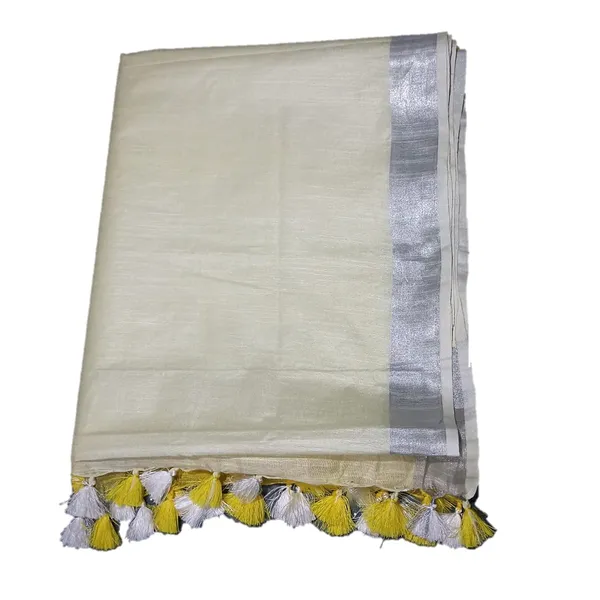 Cream_Yellow_Linen_Slub_Saree_With_Runnig_Blouse_Piece_For_Women
