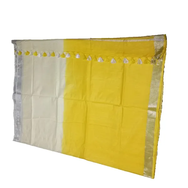 Cream_Yellow_Linen_Slub_Saree_With_Runnig_Blouse_Piece_For_Women