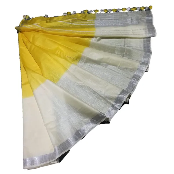 Cream_Yellow_Linen_Slub_Saree_With_Runnig_Blouse_Piece_For_Women